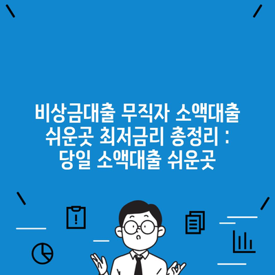 비상금대출 무직자 소액대출 쉬운곳 최저금리 총정리 : 당일 소액대출 쉬운곳