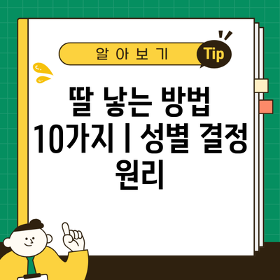 딸 낳는 방법 10가지ㅣ성별 결정 원리