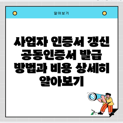 사업자 인증서 갱신 공동인증서 발급 방법과 비용 상세히 알아보기