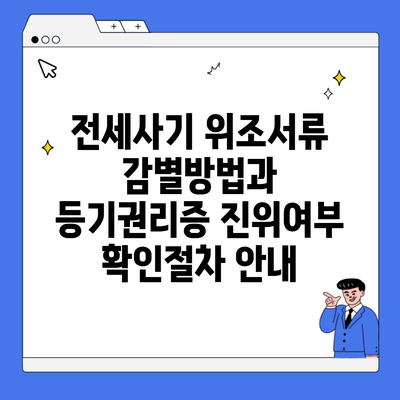 전세사기 위조서류 감별방법과 등기권리증 진위여부 확인절차 안내