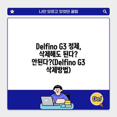 Delfino G3 정체, 삭제해도 된다? 안된다?(Delfino G3 삭제방법)