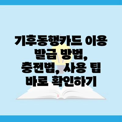 기후동행카드 이용 발급 방법, 충전법, 사용 팁 바로 확인하기