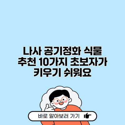 나사 공기정화 식물 추천 10가지 초보자가 키우기 쉬워요