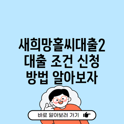 새희망홀씨대출2 대출 조건 신청 방법 알아보자