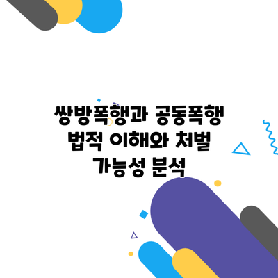 쌍방폭행과 공동폭행 법적 이해와 처벌 가능성 분석