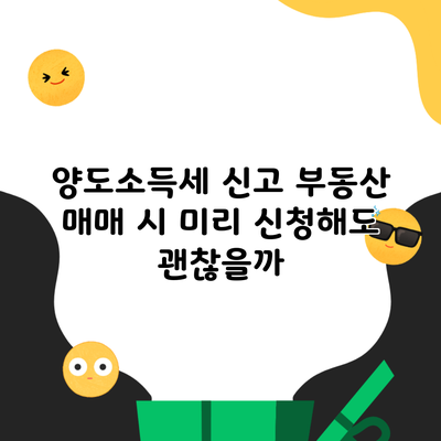 양도소득세 신고 부동산 매매 시 미리 신청해도 괜찮을까