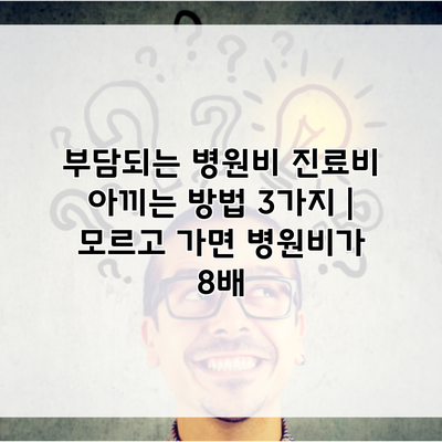 부담되는 병원비 진료비 아끼는 방법 3가지 | 모르고 가면 병원비가 8배