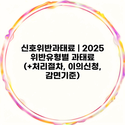 신호위반과태료 | 2025 위반유형별 과태료 (+처리절차, 이의신청, 감면기준)