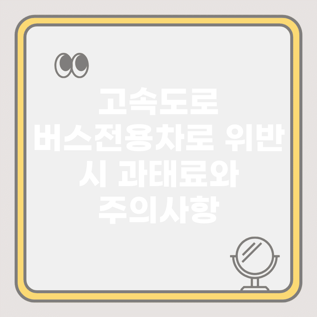 고속도로 버스전용차로 위반 시 과태료와 주의사항