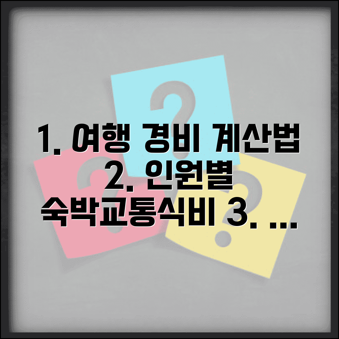 여행 경비 계산법 | 인원수별 숙박 교통 식비 예산 계산